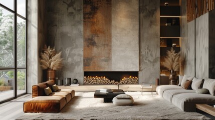 Hung above a fireplace in a cozy living room, Statement Lighting, Cozy Interior, The frame is hung above a fireplace in a cozy living room, illuminated by warm lighting
