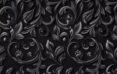 Seamless abstract black floral vine pattern illustration
