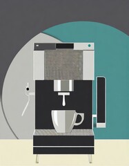 Minimalist espresso machine with basic geometric shapes