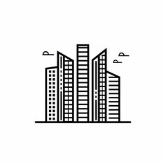 Vector graphic design of building logo illustration in line art with Concept of square cityscape and skyscrapers