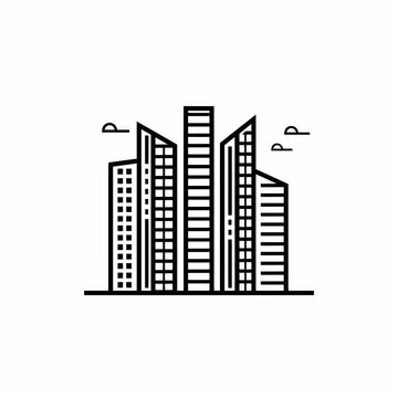 recommend clip art: Vector graphic design of building logo illustration in line art with Concept of square cityscape and skyscrapers