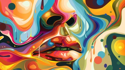 Obraz premium Artistic representation of a nose using abstract shapes and vibrant colors, ideal for creative spaces or art therapy centers