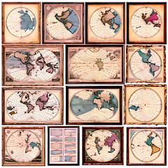 A collection of antique maps Transparent Background Images 