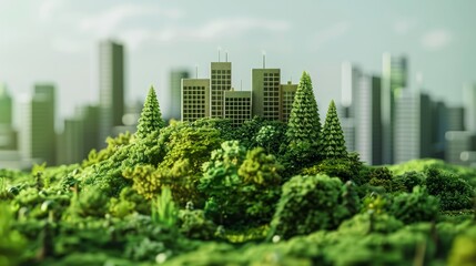 Fototapeta premium Sustainable corporate concept. Green company hyper realistic 