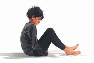 Fototapeta premium boy sitting on the ground