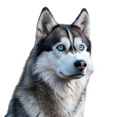 Obraz premium A Siberian Husky with striking blue eyes and a thick fur coat, on a transparent background