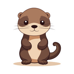 cute baby otter kawaii cartoon character vector illustration template design