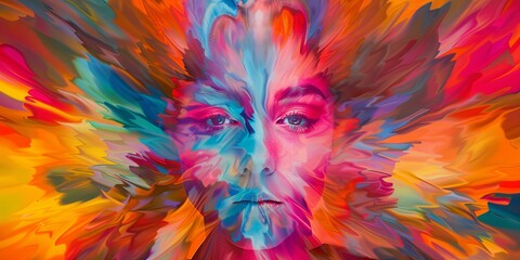 Colorful portrait of a woman's face