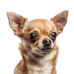 A Chihuahua, tiny but with a big personality, smooth coat and alert expression, on a transparent background.