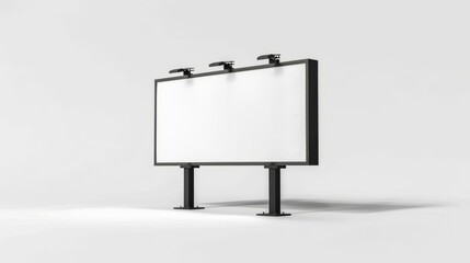 Obraz premium Blank billboard with three spotlights on white background