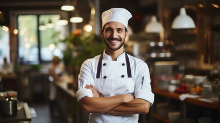 Portrait of a Smiling Chef in a Restaurant