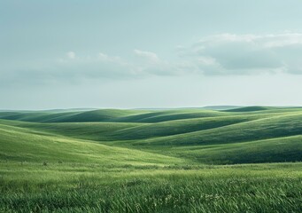 Obraz premium Green rolling hills under a blue sky