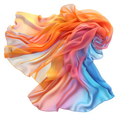 A vibrant beach sarong, fluttering in a light breeze, on a transparent background