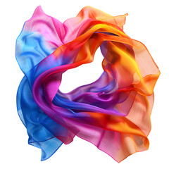 A vibrant beach sarong, fluttering in a light breeze, on a transparent background