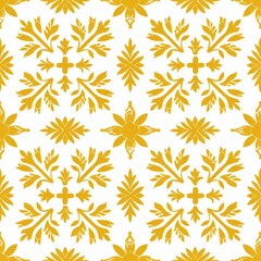 Golden Floral Pattern on White Background for Elegant. Design for background, graphic design, print, poster, interior, packaging paper