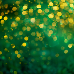 Elegant Abstract: Golden Lights with a Touch of Emerald