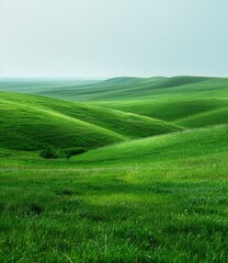 Fototapeta premium Green rolling hills of Inner Mongolia, China