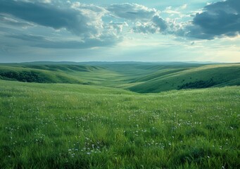 Fototapeta premium Grasslands under the vast sky