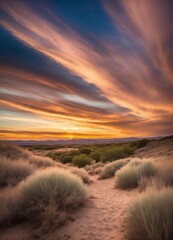 sunset in the steppe