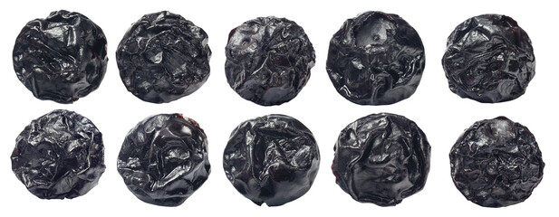 Dried blueberry set isolated on white background. Package design elements