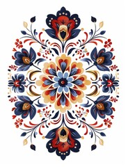 Traditional Folk Floral Pattern in Vibrant Colors. Design for background, graphic design, print, poster, interior, packaging paper