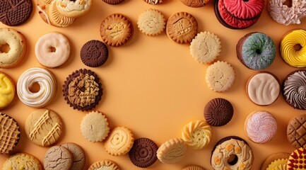 A variety of delicious biscuits. Cookie poster design.