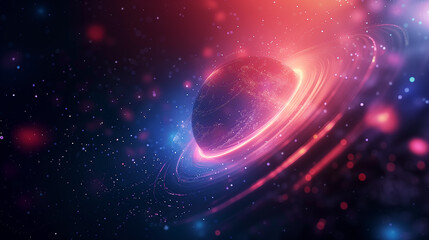 Obraz premium A futuristic galaxy with orbits an illustration of a planet with a star in the background