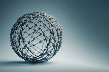 A ball of barbed wire. Space for text.