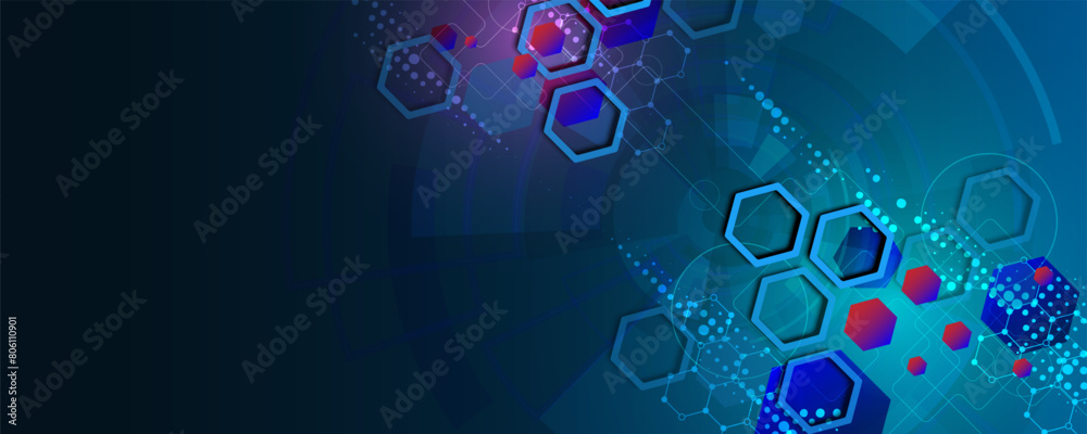 Poster abstract background image circuit board concept network geometric hexagon technology