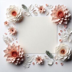Blank slate surrounded by beautiful paper flowers.