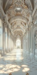 ornate hallway with marble floor
