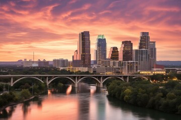 Fototapeta premium Austin skyline at sunset