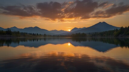 Lakefront Luminance: Mesmerizing Sunrise Over the Serene Waters