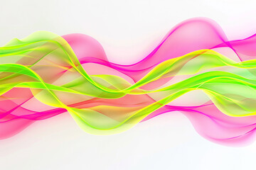 Bright neon pink and electric green tiddle waves, forming a bold and dynamic abstract pattern on a solid white background. The colors are vivid and eye-catching.