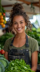 Joyful Black Female Farmer Sells Sustainable Organic Vegetables to Happy Customer in Sunny Summer Day