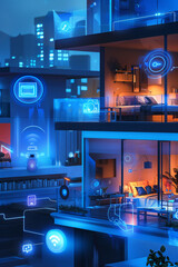 A visualization of IoT devices being used in smart homes, reflecting technological innovation in daily life