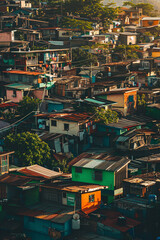Fototapeta premium A community affected by social inequality, highlighting the need for economic development that includes inequality reduction