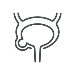Bladder Diverticula Icon. Line Illustration of a Bladder with Diverticulum, Medical Condition of Bladder Diverticula. Ideal for Urology Educational Materials and Health Awareness. Isolated Vector Sign