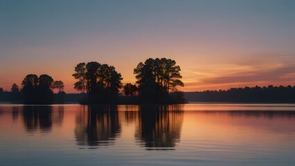 Fototapeta na wymiar Riverside Radiance: Captivating Sunrise Over the Flowing Waters