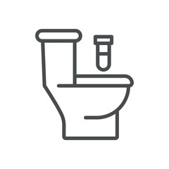 Blood in Urine Detection Icon.  Line Illustration of a Toilet with a Test Tube, Symbolizing the Medical Testing for Hematuria. Ideal for Health Awareness, Diagnostic Materials. Isolated Vector Sign.