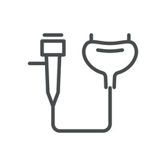 Comprehensive Cystoscopy Examination Icon. Line Illustration of a Cystoscope and a Bladder, Representing the Diagnostic Process in Urology for Inspecting the Bladder and Urinary Tract. Isolated Sign. - obrazy, fototapety, plakaty