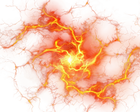 An orange lightning swirl isolated on transparent background.