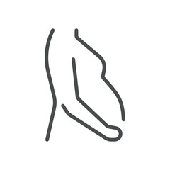 Pregnancy Icon. Line Vector Illustration of a Silhouette of a Pregnant Woman, Symbolizing Maternity and Fetal Development. Isolated Outline Sign.