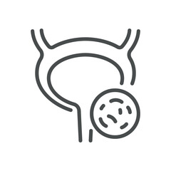 Urinary Tract Infection Icon. Line Vector Illustration of Urinary System Under Stress, Symbolizing Infection and Medical Alert. Isolated Outline Sign.