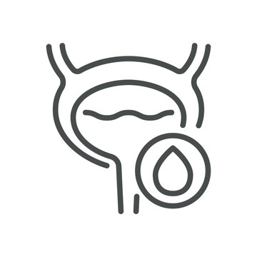 Urinary Incontinence Icon. Line Vector Illustration of Bladder Leakage, Symbolizing Urological Health Issues. Isolated Outline Sign.