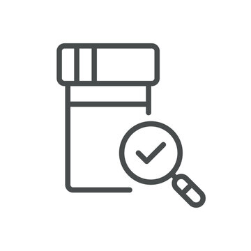 recommend clip art: Urine Lab Test Results Icon. Line Vector Illustration of Urine Sample Jar with Check Mark, Symbolizing Test Completion and Health Diagnosis. Isolated Outline Sign.