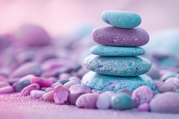 Serene Balance - Pastel Colored Zen Stones in Harmony