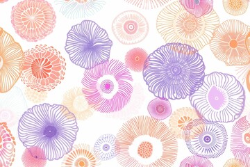 Vibrant Floral Arrangement with Purple, Pink, and Orange Petals on a White Background