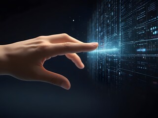 hand touching digital screen
