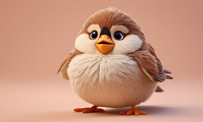 Fototapeta premium Cute fluffy and chubby Sparrow